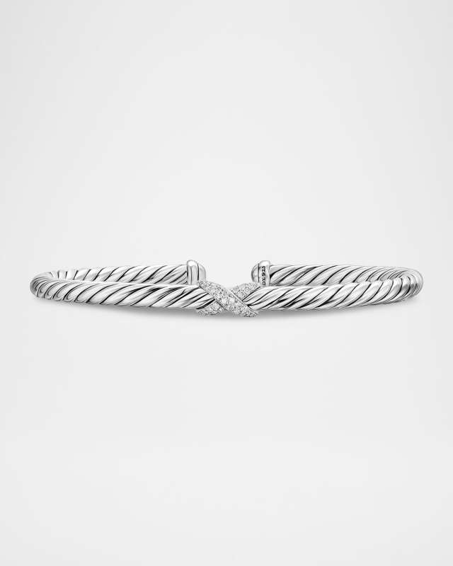 Cable Flex Center Station X Bracelet with Diamonds in Silver, 4mm